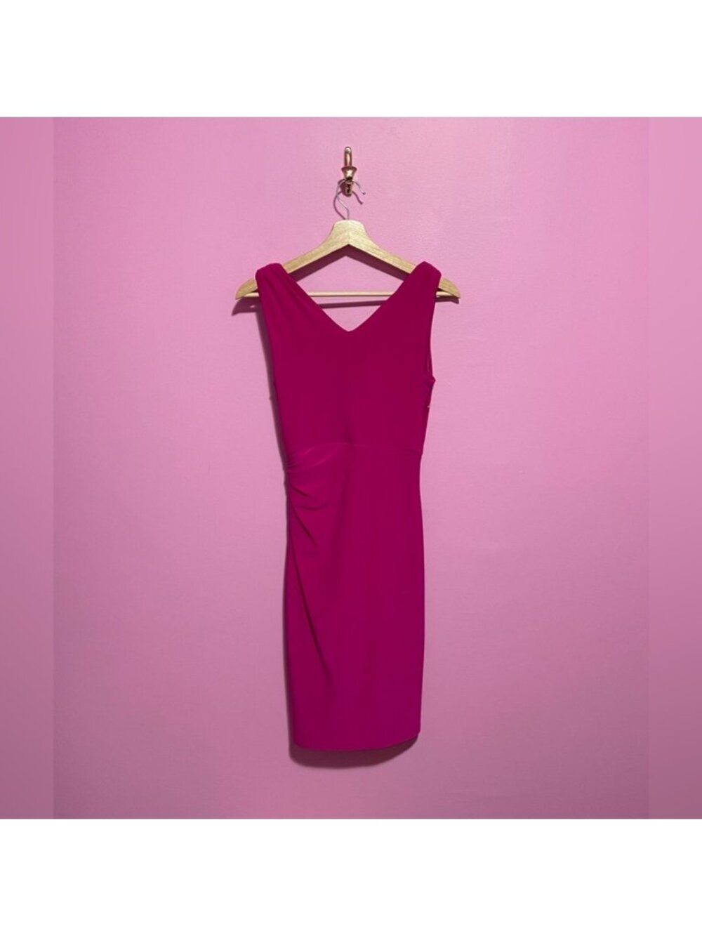 Lauren Ralph Lauren Magenta Wrap-Style Sleeveless‎ Dress Women’s 8 Petite - Picture 6 of 9